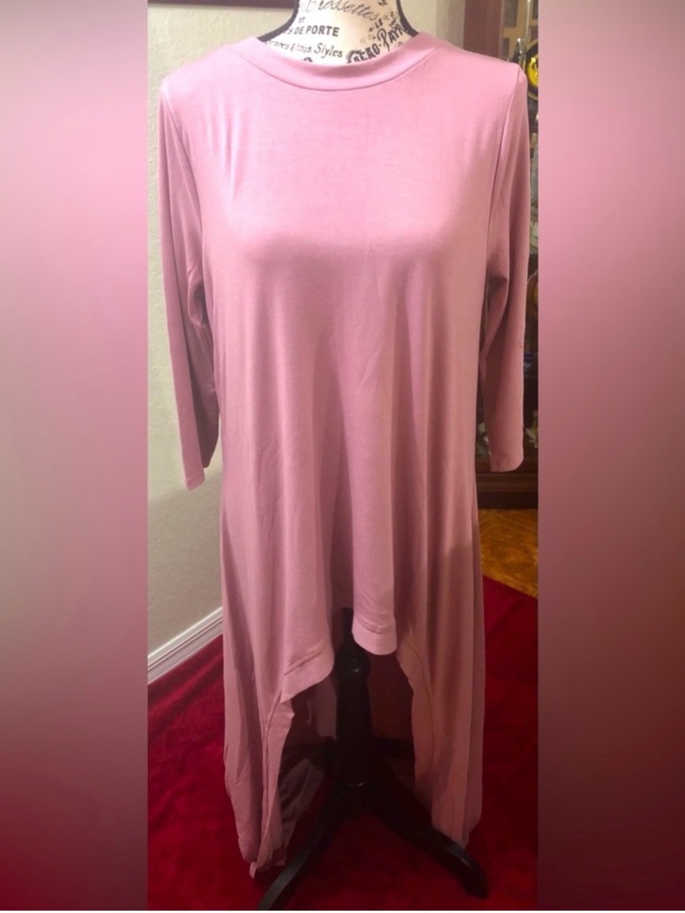 ZENANA PREMIUM Women’s Medium Long Sleeve High-Low Dress in Dusty Pink NWOT
